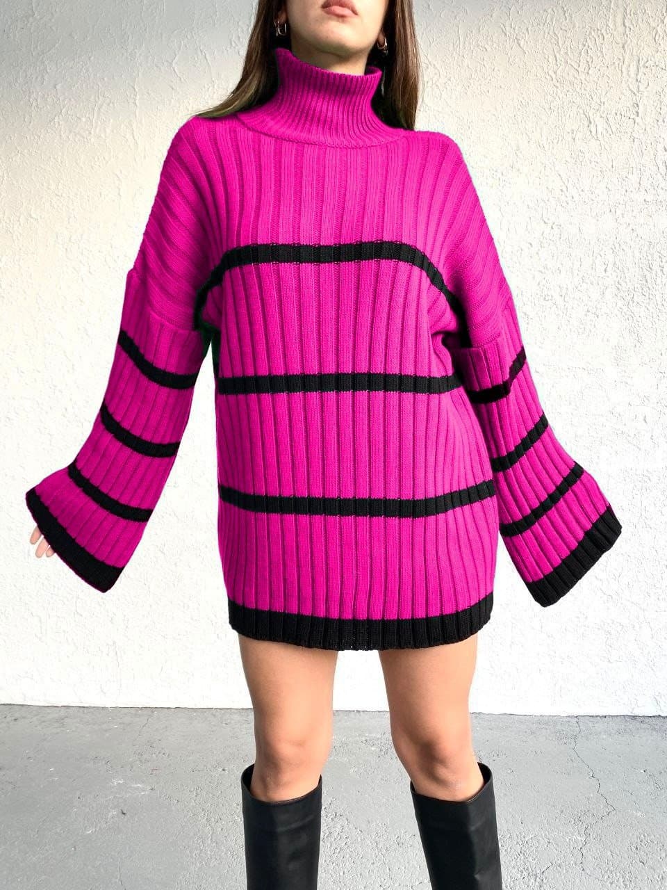SWETER W PASKI - DZIANINA 385-2751F